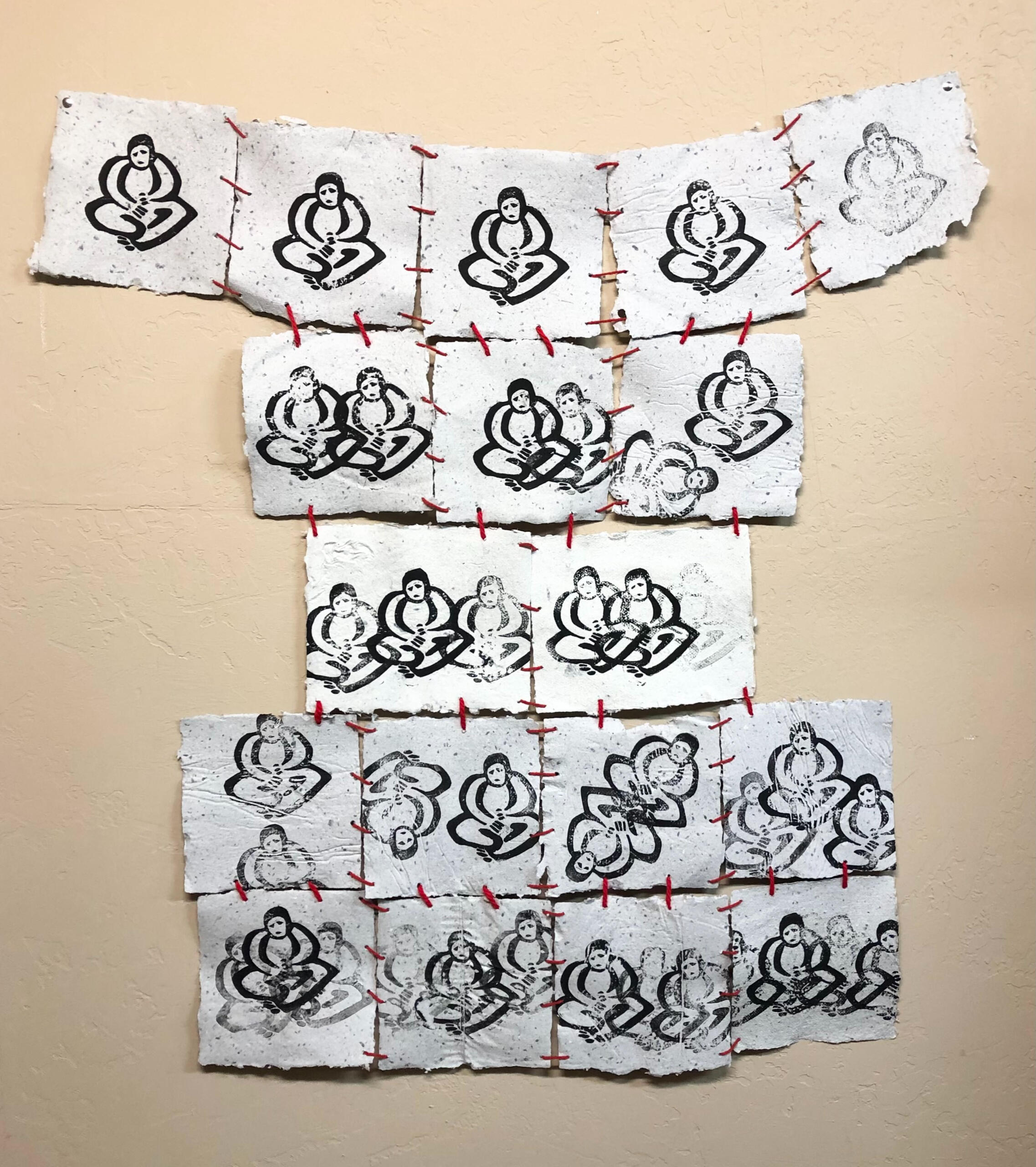 Metamorphose (ink, handmade paper, yarn)