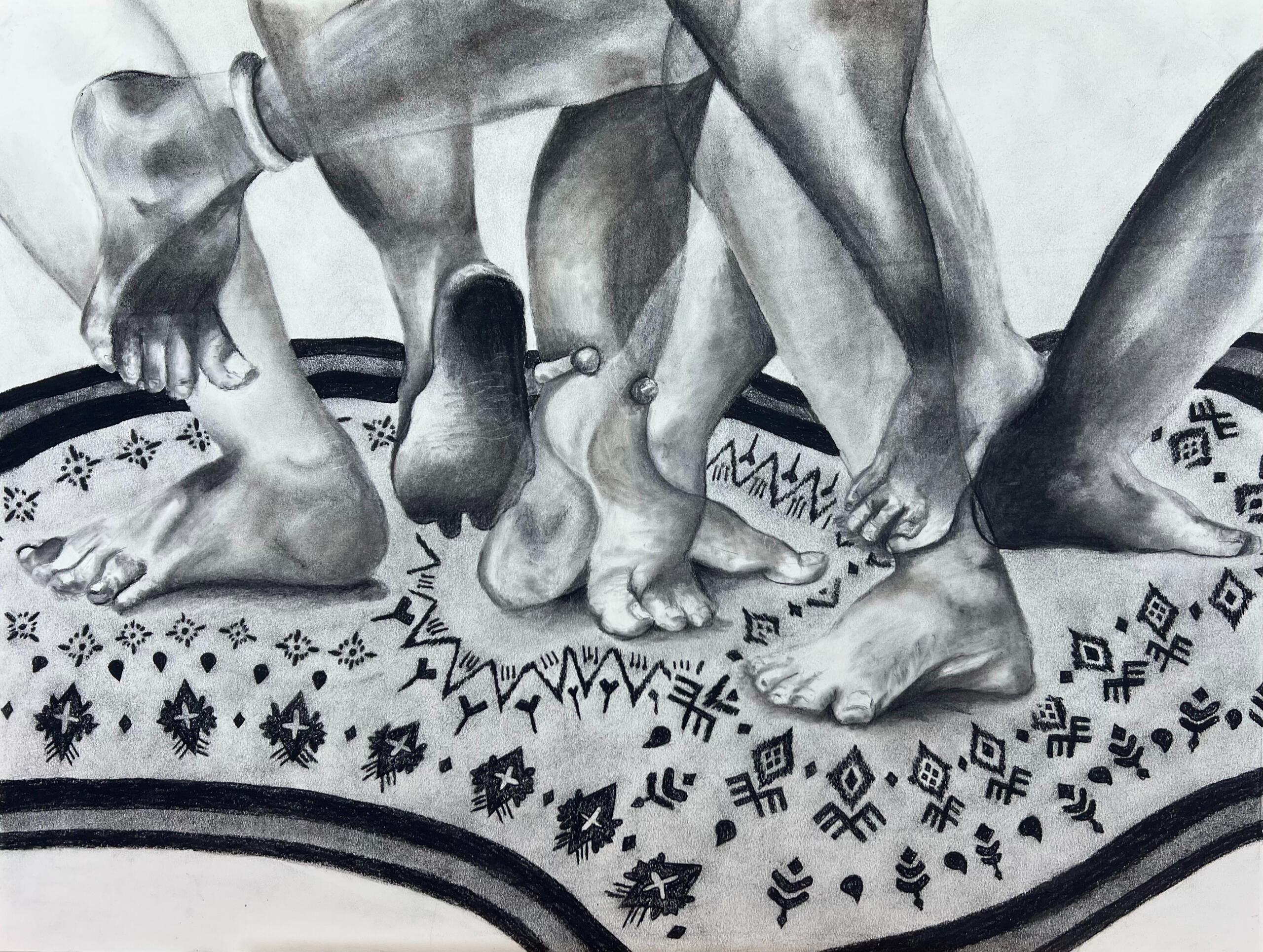 Rippled Away (charcoal on paper)